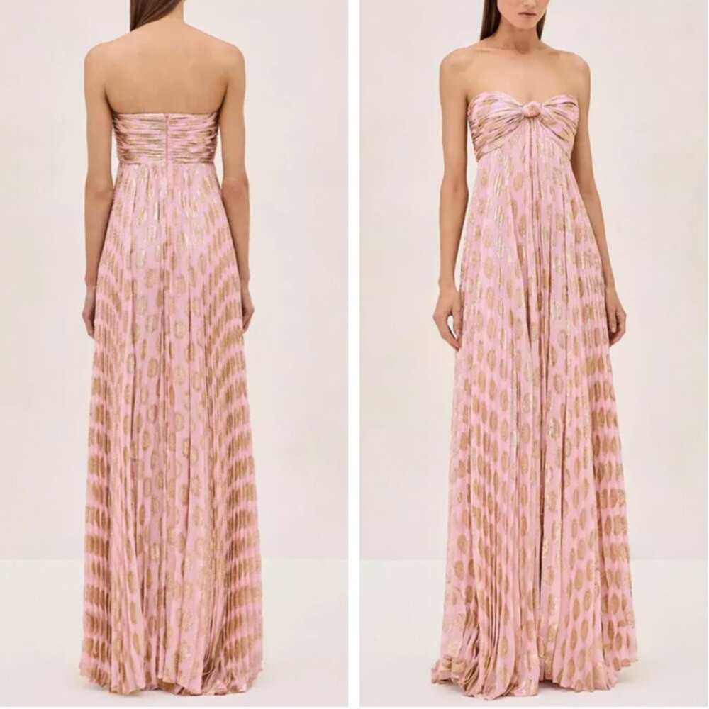 Alexis Maryana Maxi Dress Gown S/M/L Murex Pink Blush Gold Vacation - Picture 2 of 10